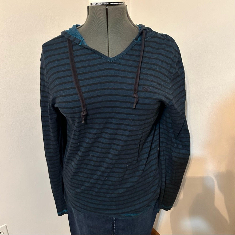 Vans teal and black striped lightweight hoodie size large